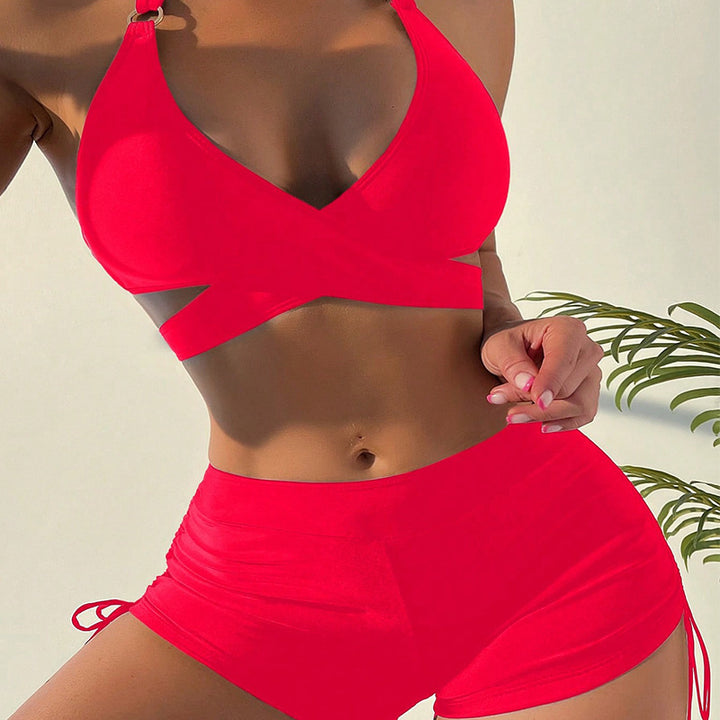 Dame Sportslig Bikini med krydset top og shorts Skovae