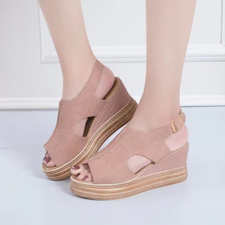 Dame elegante og behagelige Wedge-sandaler med åben hæl og justerbar rem Stilla