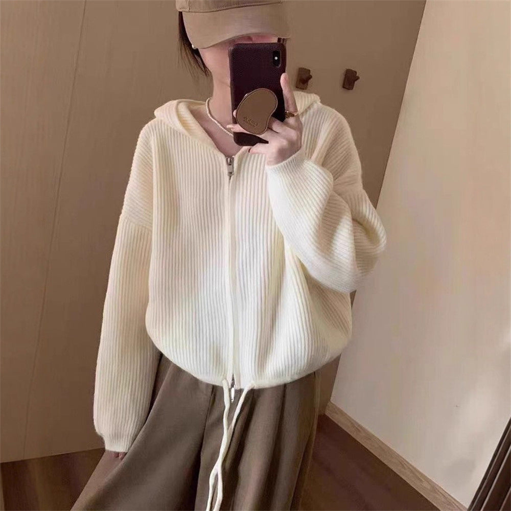 Kvinder casual hoodie jakke med tekstureret ribbet mønster Stilla