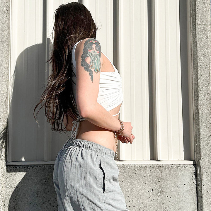 Femme Stilfuldt Rynket Crop Top Stilla