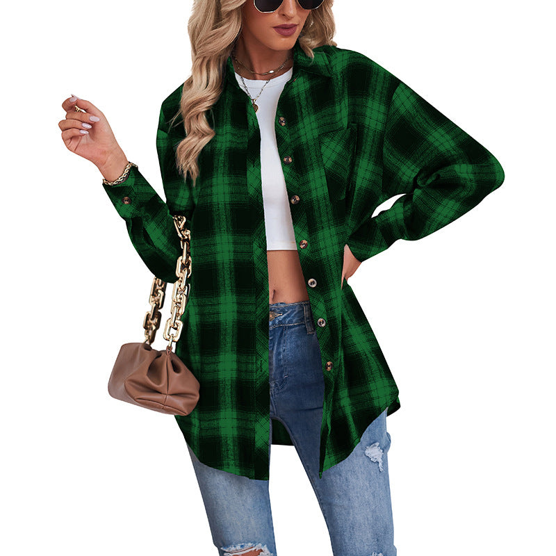 Dame Overshirt i blødt flannel med stort ternet mønster Stilla