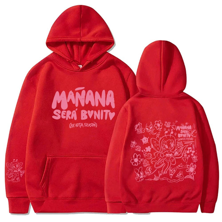 Kvinders hoodie med kreativt print og praktisk kængurulomme Skovae