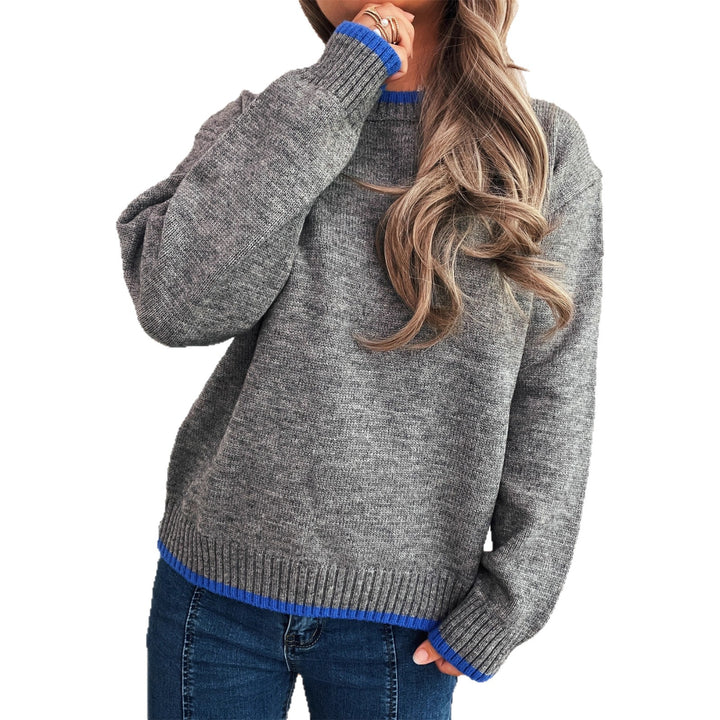 Dames afslappet sweater med en afslappet stående krave og kontrasterende ribdetaljer Stilla