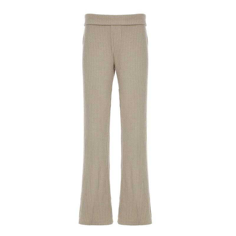 Dame elegante Flared-Leggings lavet af elastisk strikstof Skovae