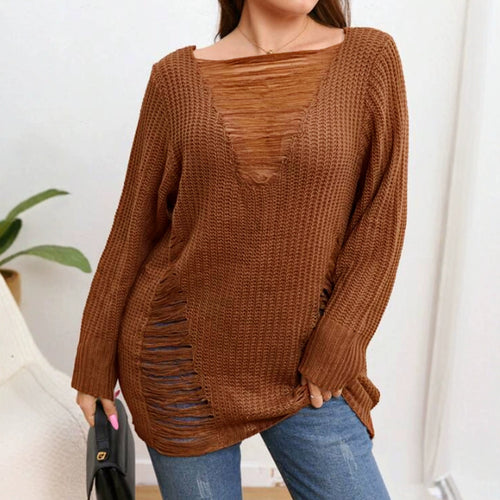Dame afslappet strikpullover med raffinerede frynser Stilla