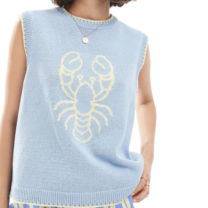 Femme Lobster Grafik Crop Sweater Stilla