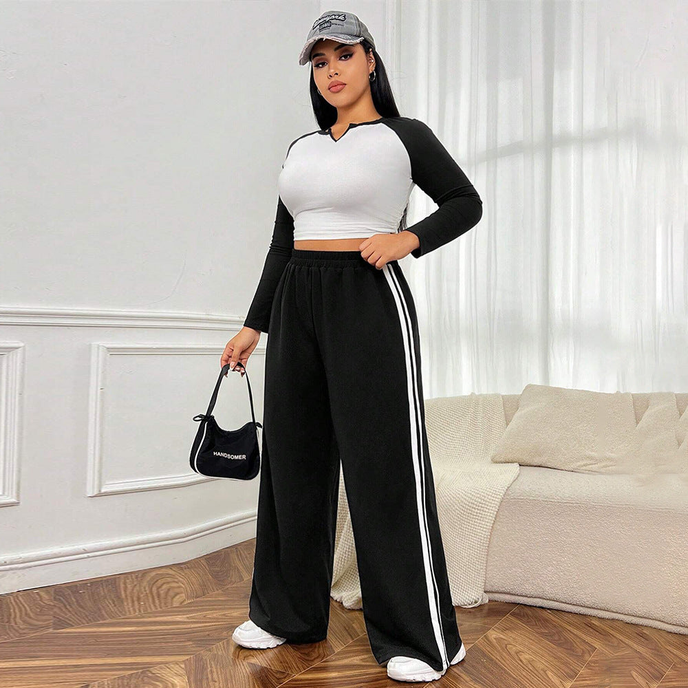 Dame Sporty Bredde Bukser med Sidelinjer Stilla