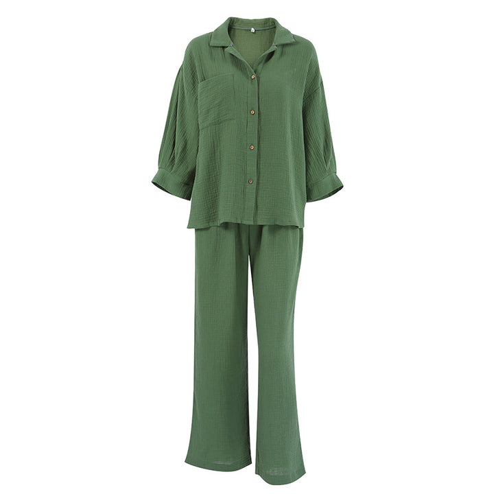 Damer Fritids-Loungewear-Sæt med løs Bluse og bred Bukser Stilla