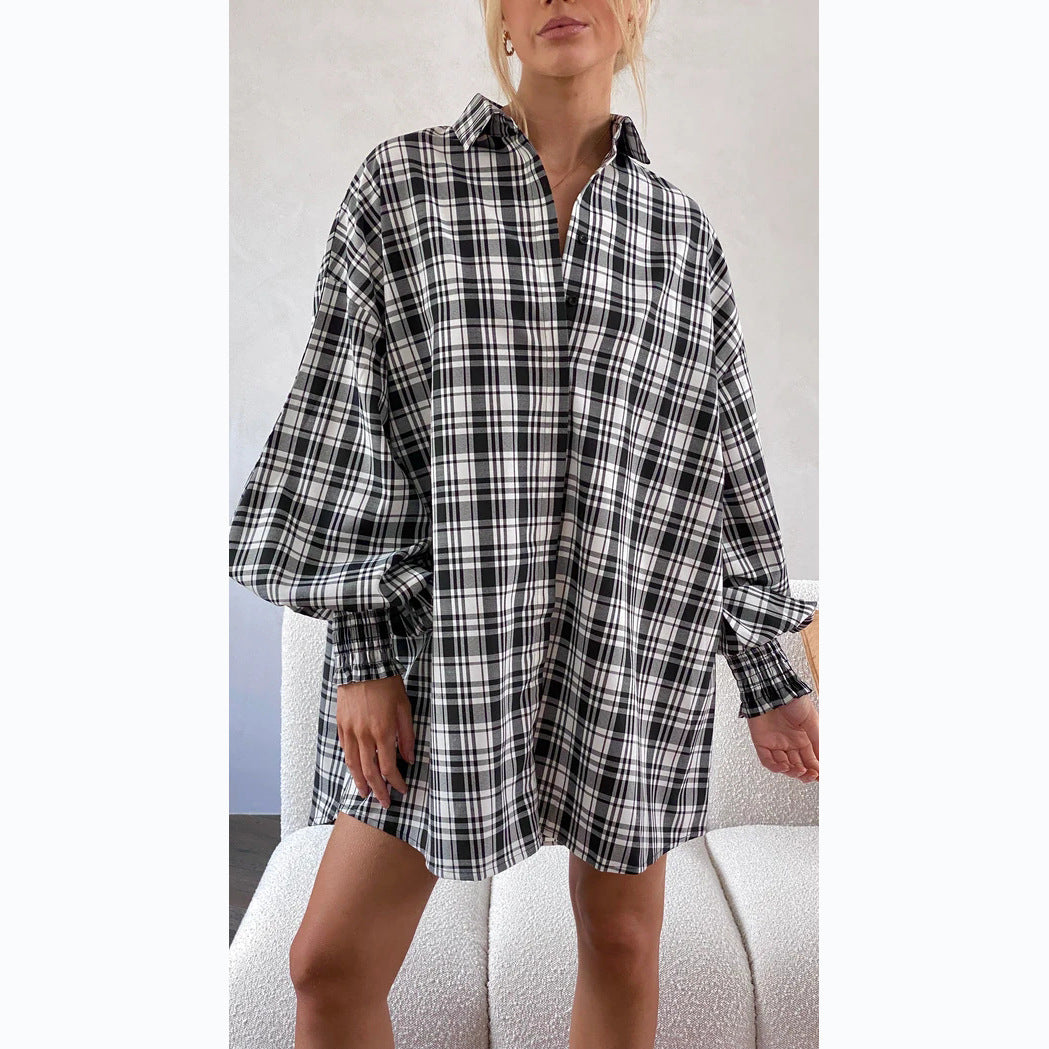 Kvinders Tjekket Oversized Skjorte med Casual Snit Skovae