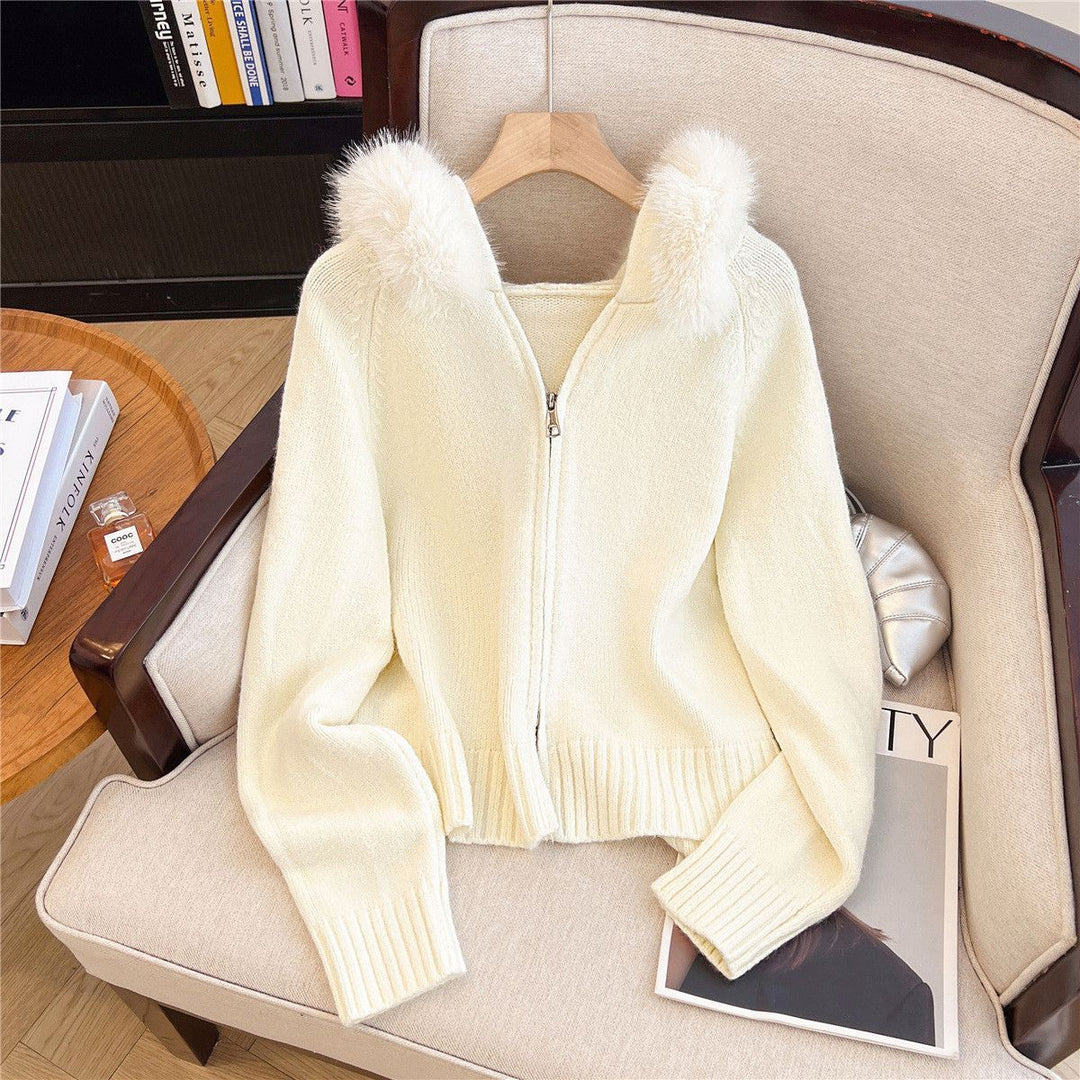 Dame Cozy Cardigan med aftagelig faux fur krave Stilla