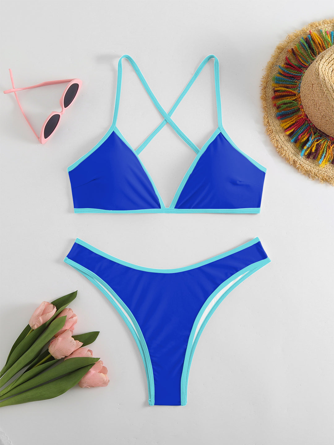 Dame Triangel-Bikini med X-strop-design Skovae