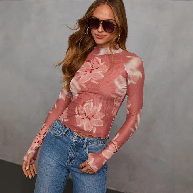 Dame Floral Langærmet T-shirt Stilla