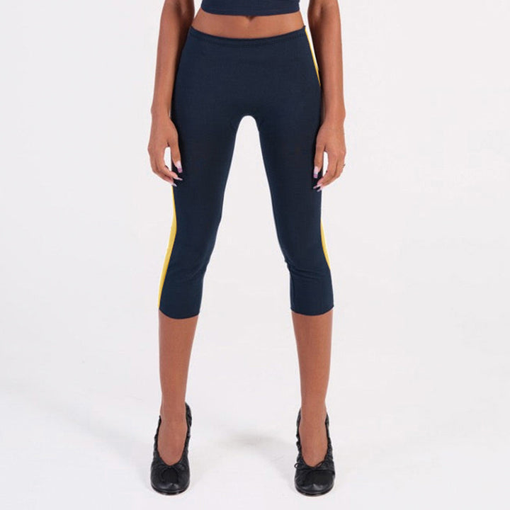 Damen Sportliche 3/4-Leggings mit seitlichen Kontraststreifen Skovae