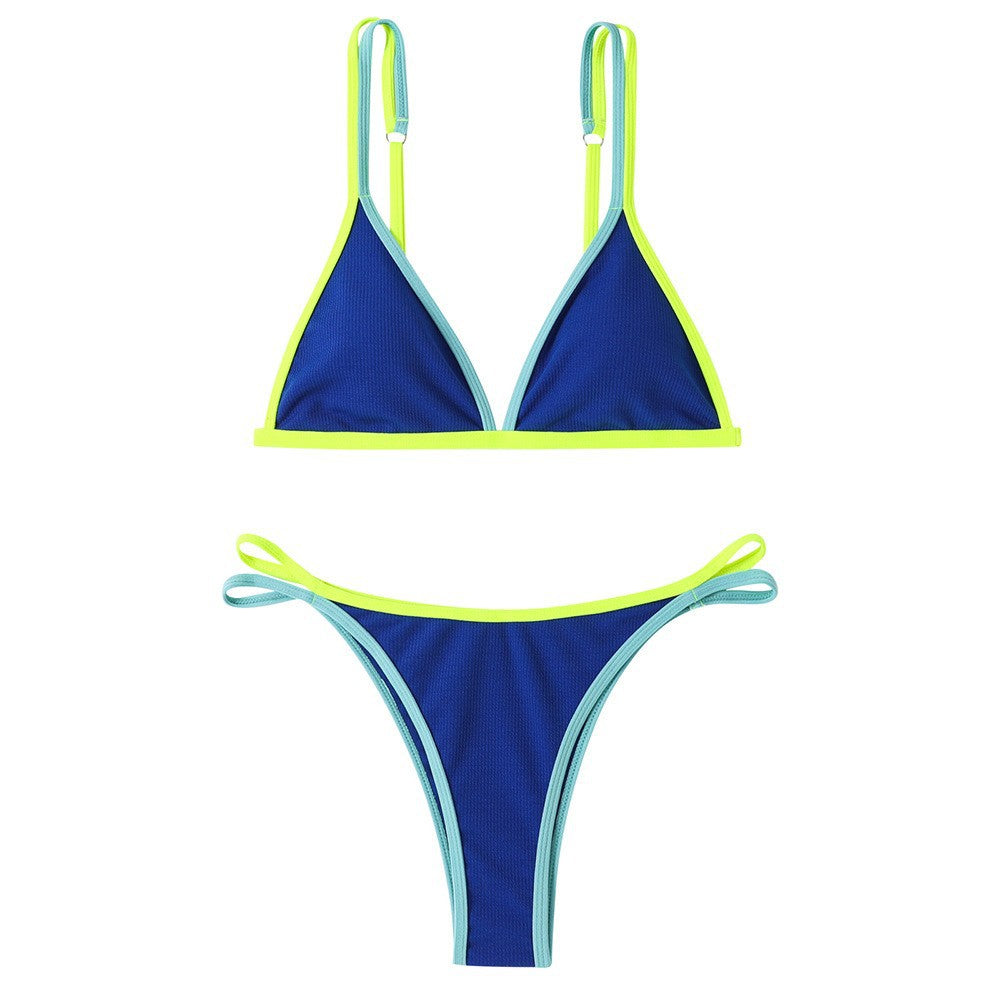 Dame Triangel-Bikini-Sæt med kontrasterende accenter og justerbare stropper Stilla