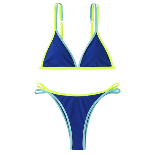 Dame Triangel-Bikini-Sæt med kontrasterende accenter og justerbare stropper Stilla