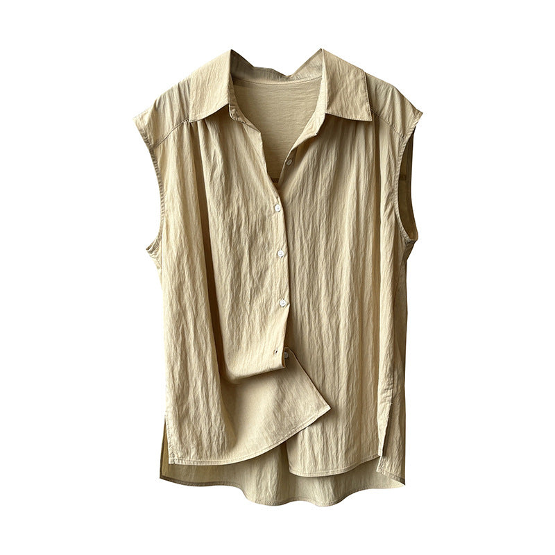 Dame casual blouse med elegant ståkrave og unik knapdetaljering Stilla
