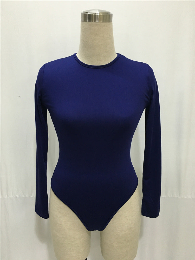 Dame Langærmet Bodysuit med figursyet snit og høj krave Stilla