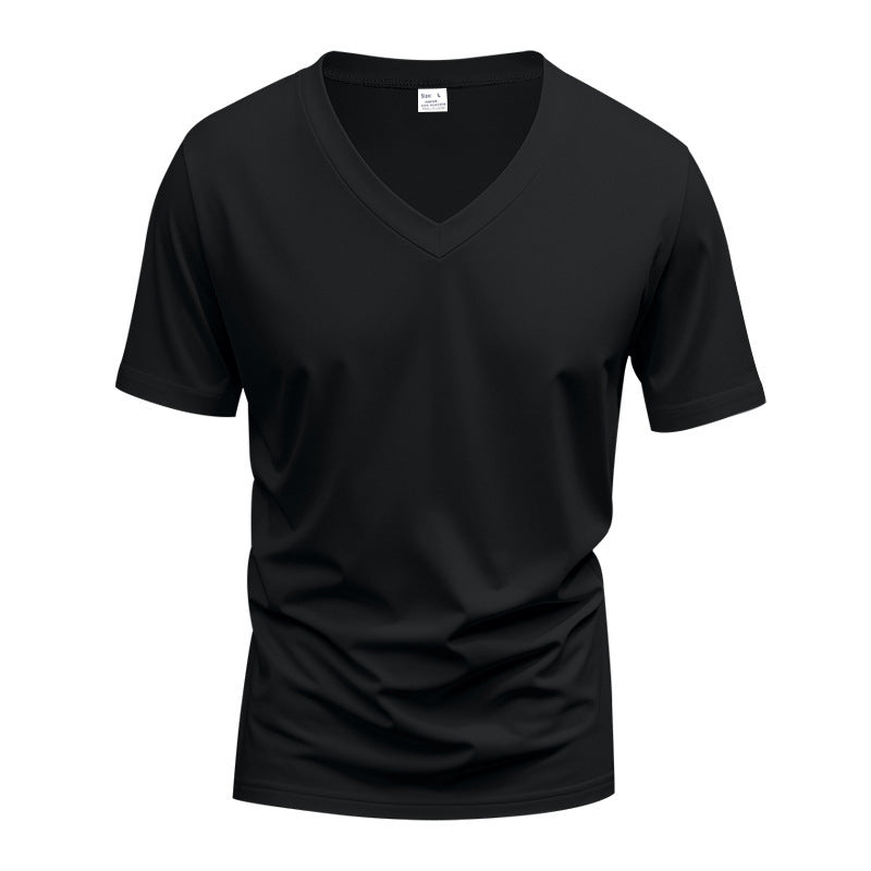 Herrer nan V-udskærings T-shirt i strækbomuld med ergonomisk skuldersnit og flad søm Skovae