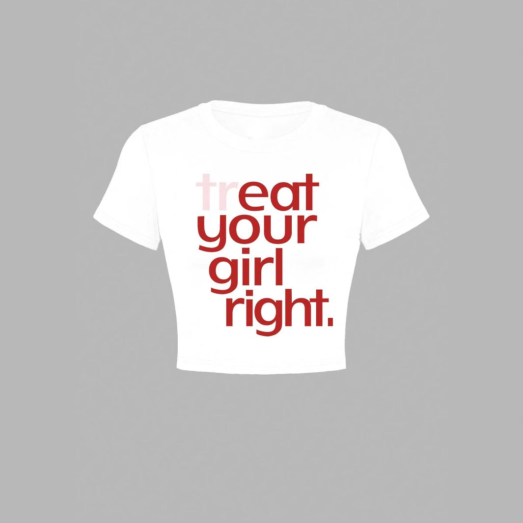 Dame Crop T-Shirt med kreativ statementtryk Skovae