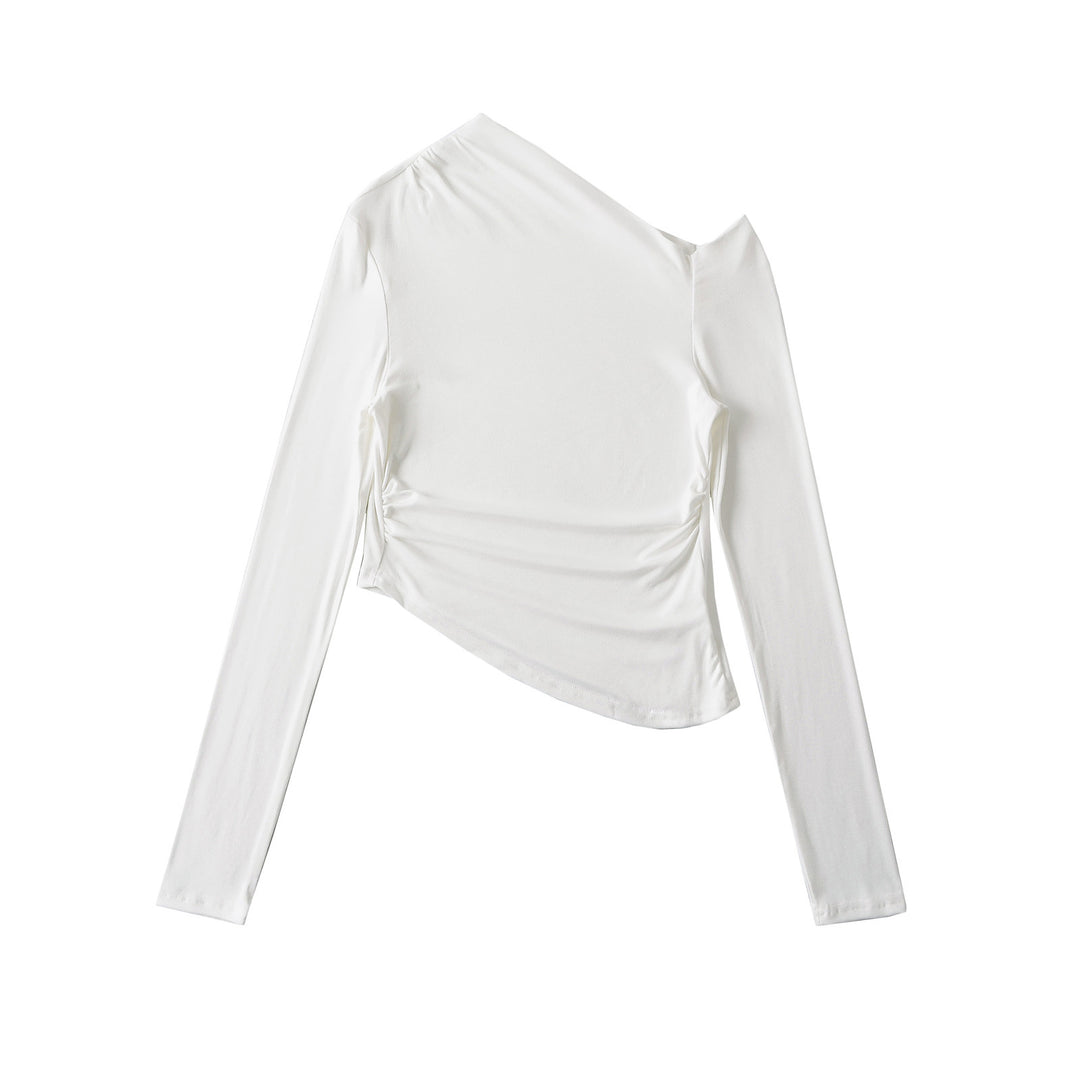 Damer asymmetrisk langærmet skjorte med elegant draperingseffekt Stilla