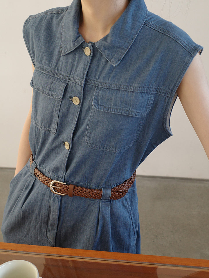 Dame Denim Jumpsuit i utility-stil med praktiske lommer og figursympatisk pasform Stilla