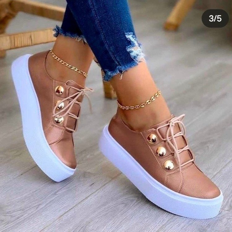 Dame sneakers med luksuriøse gulddetaljer og skridsikker sål Stilla