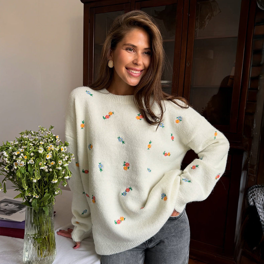 Kvinder blød bomulds cover-up med blomsterdesign og elastisk talje Stilla