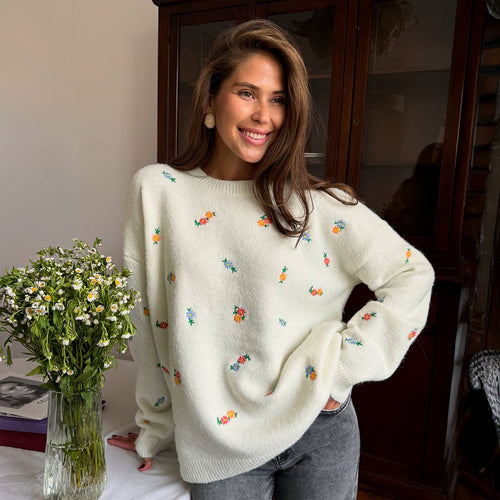 Kvinder blød bomulds cover-up med blomsterdesign og elastisk talje Stilla