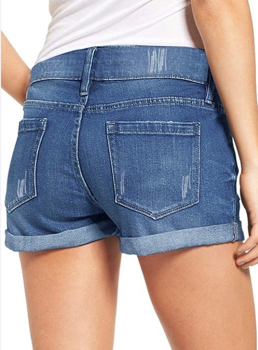 Dame mode jeansshorts med stilfulde frynser og trendy brugt-look Stilla
