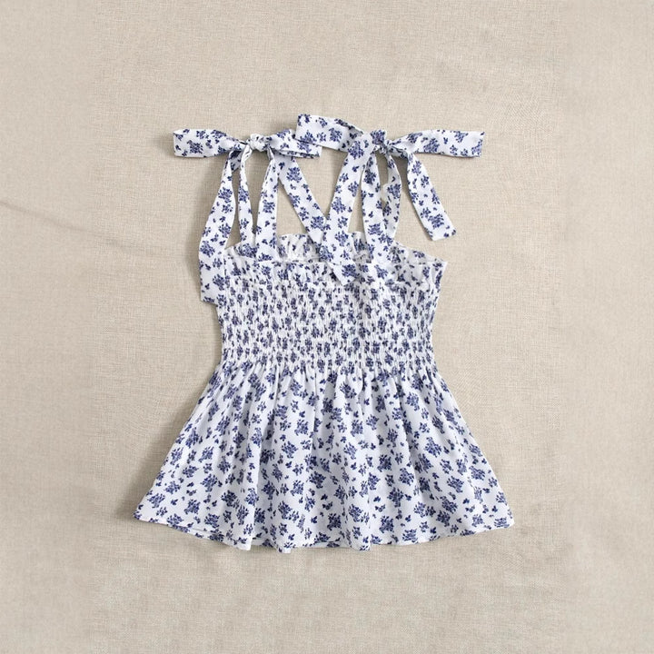Dame smaragdgrøn bluse-shirts med delikat blomster mønster og flæsedetaljer Stilla