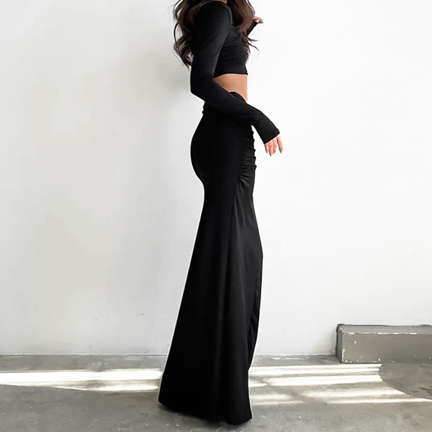 Dame Figursyet Sæt bestående af Crop Top og Maxikjole Stilla