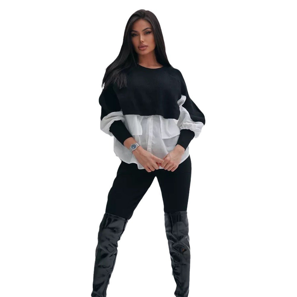 Dame cropped sweater med innovativ lag-på-lag effekt Stilla