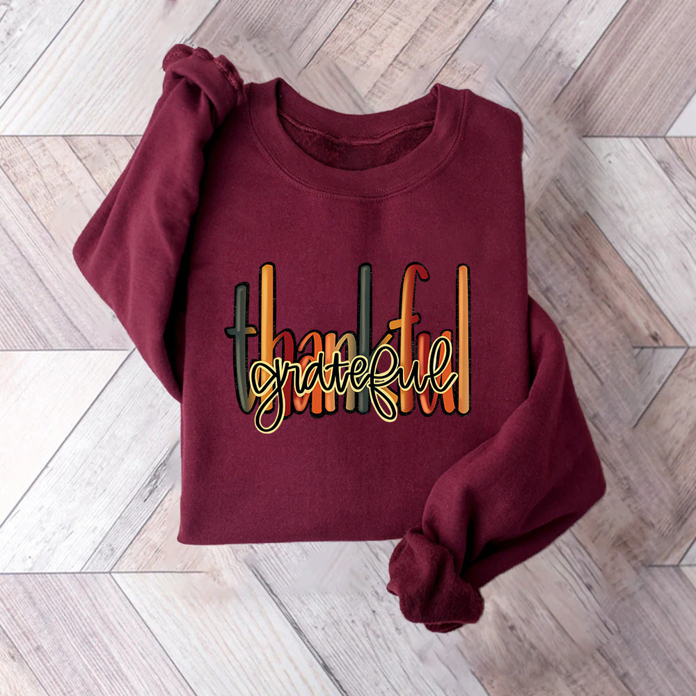 Kvinders sweatshirt med kreativ "thankful" tekst og behagelig pasform Stilla