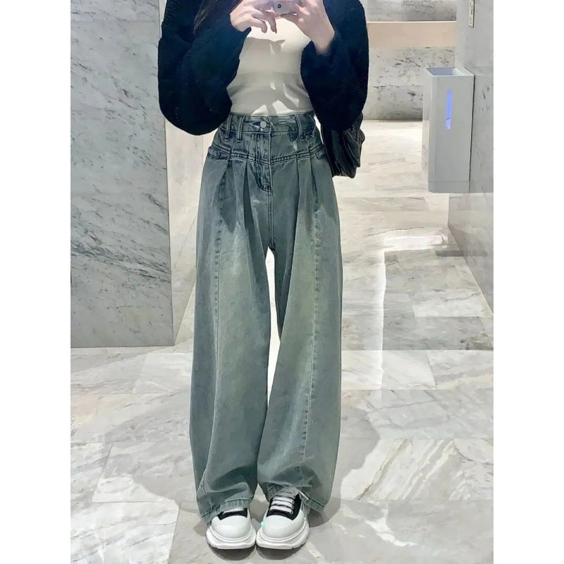 Kvinders bredslidte højtaljede jeans med elegant bæltedesign Stilla