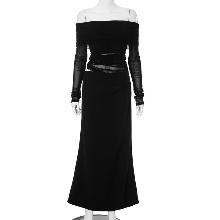 Damer Elegante Off-Shoulder Maxi Kjole med Draperet Detalje Stilla