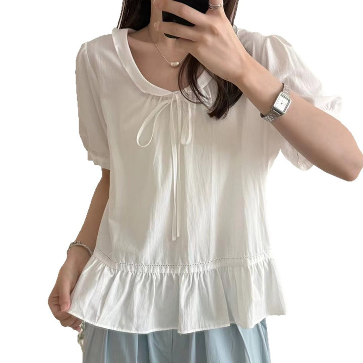 Femme Rynket kant Bindekravebluse Stilla