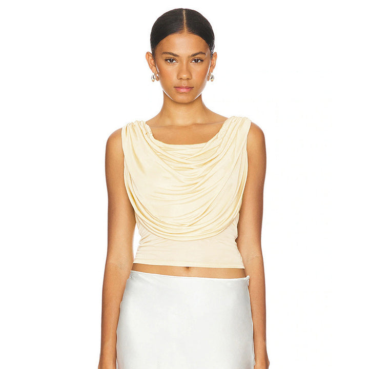 Dame elegant løs top med drapering Skovae