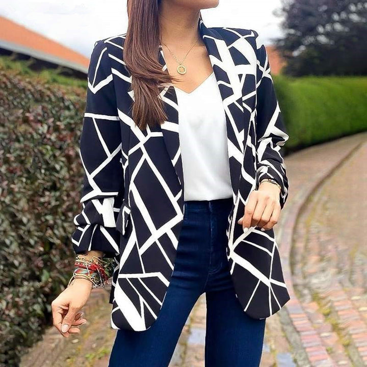 Dame Blazer med moderne geometrisk mønster og afslappet pasform Stilla