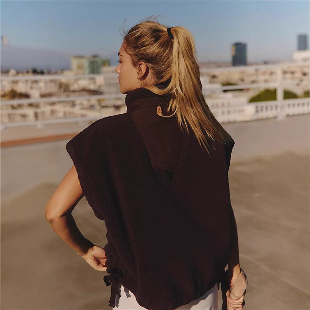 Dame Sporty Fleece-Jakke med høj krave og regulering af vidde Stilla