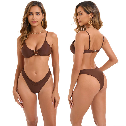 Dame Triangle-Bikini med moderne ringdetalje Skovae