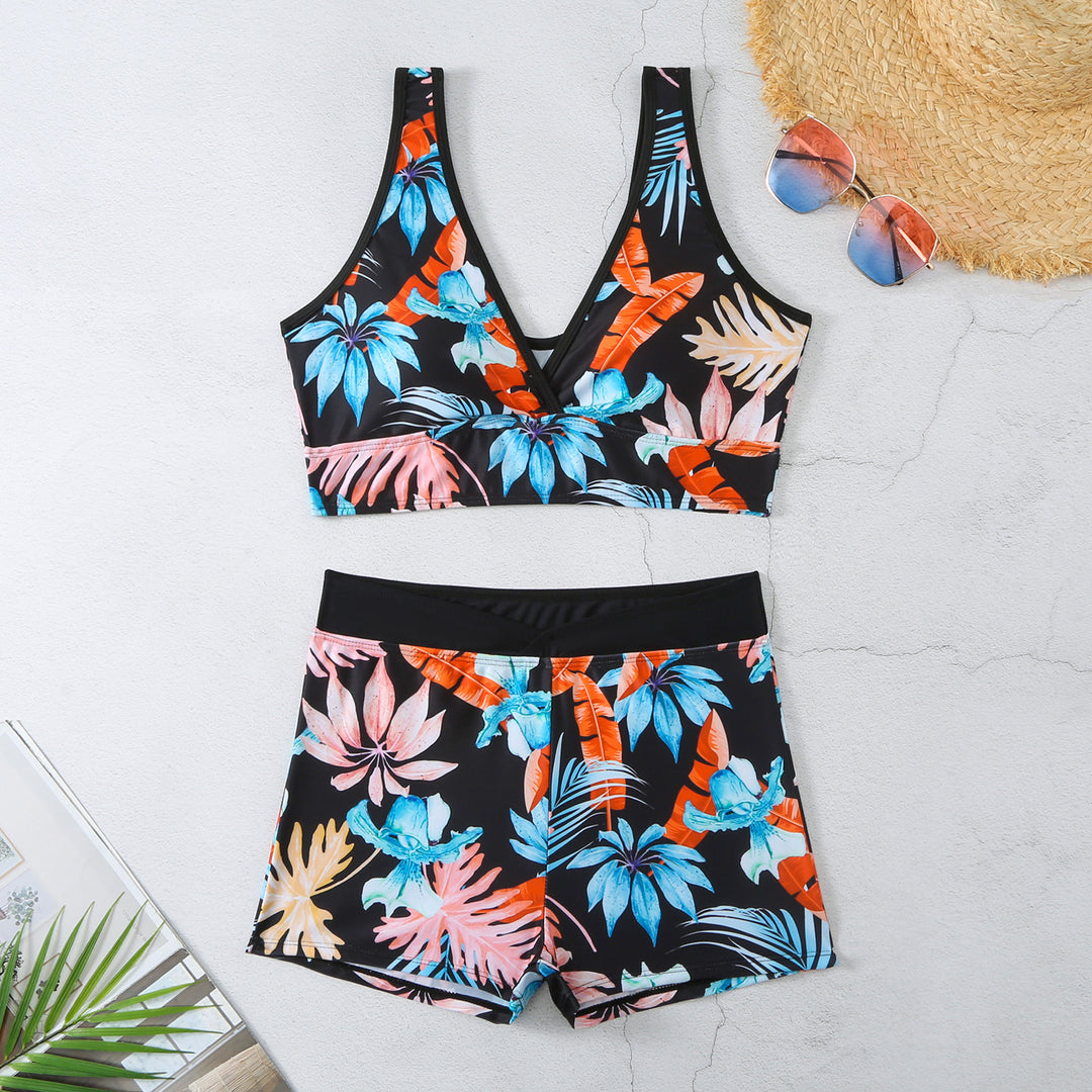 Dame bikini-sæt med sporty snit og livligt blomsterprint Stilla