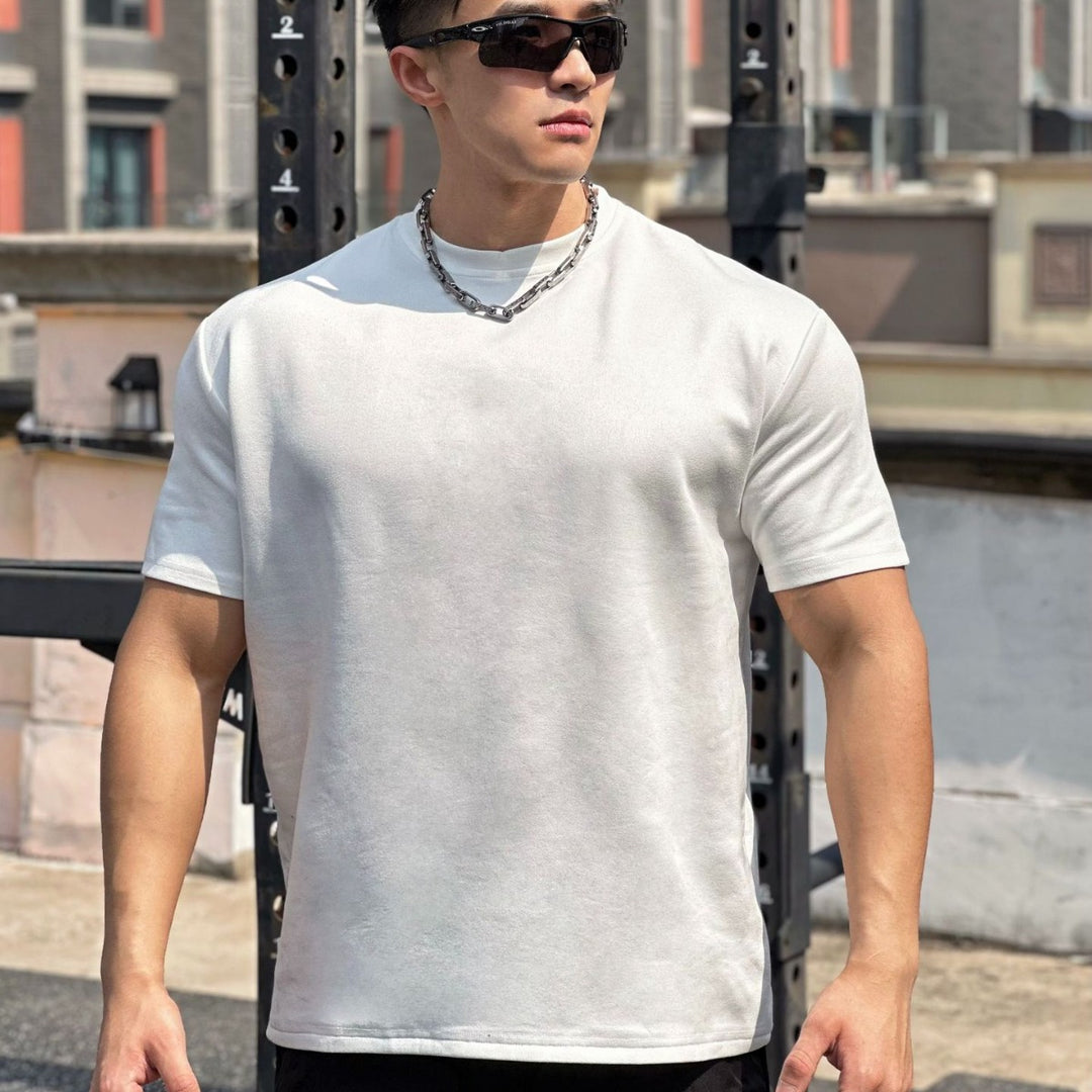 Herren Sportliches Fleece T-Shirt med forstærket krave og afslappet snit Stilla