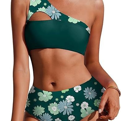 Dame asymmetrisk skåret floral bikini-sæt Stilla