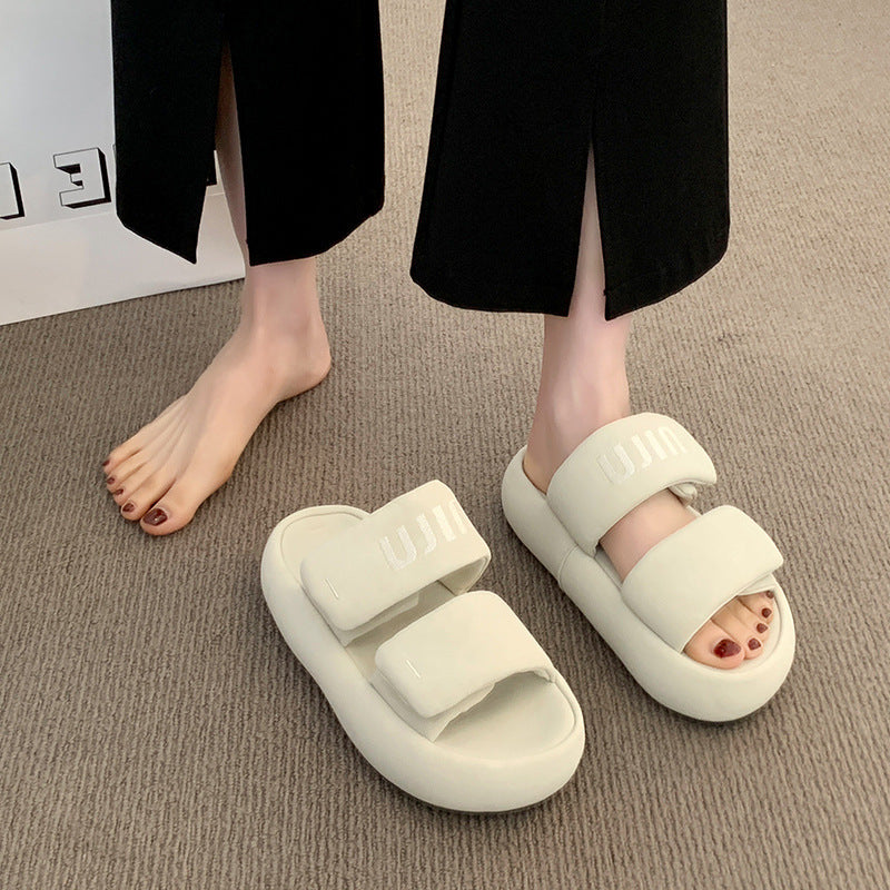 Femme Let Slip-On Slide Sandaler med justerbare Remme Stilla