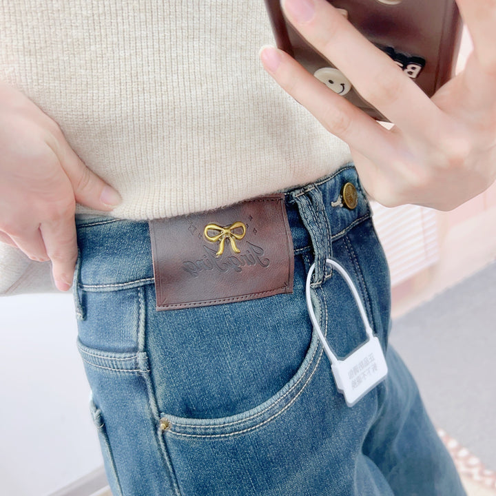 Dame Højtaljede Bred Jeans i Klassisk Stil Stilla