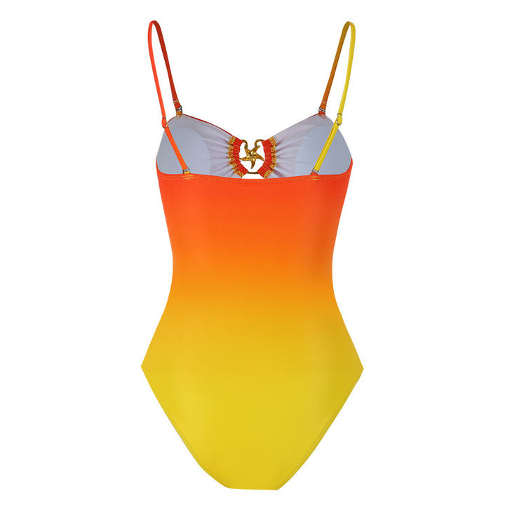 Dame Éntaligt Badedragt med moderne Cut-Out-design og gyldne accenter Stilla