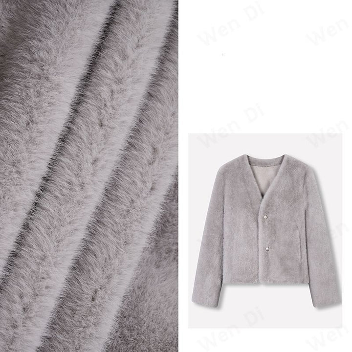 Kvinders fluffy kort jakke med elegante knapper Stilla