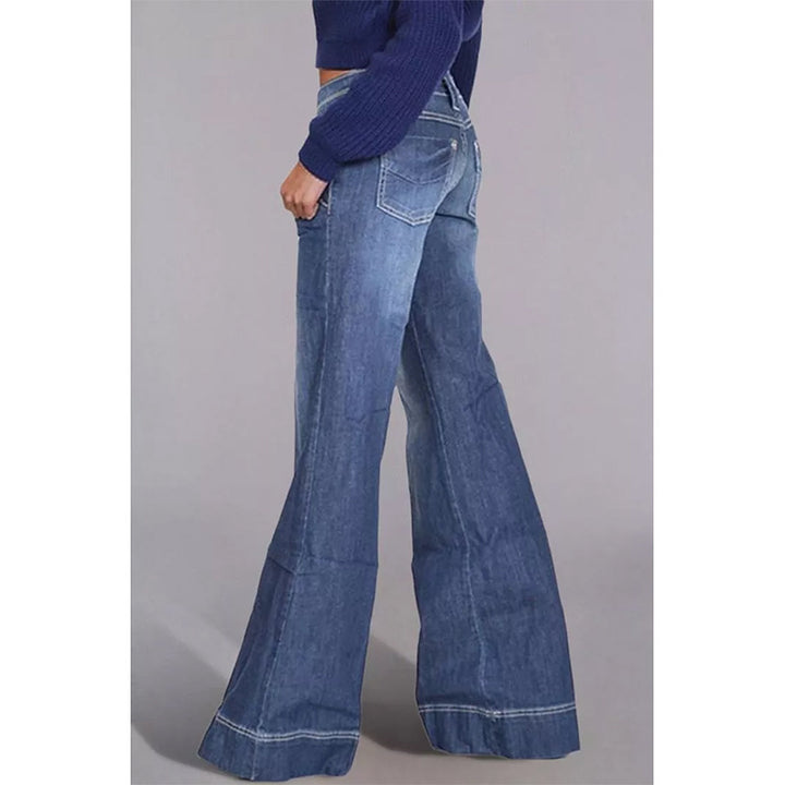Dame Højhævede Bootcut Jeans med fortrængte vaskninger og udvidet ben Stilla