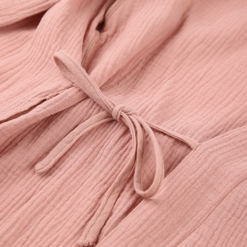 Dame Kimono-Robe med elegante lange ærmer og taljerbar bælte Stilla