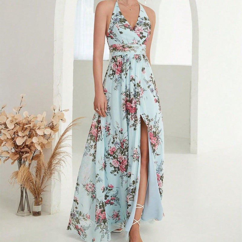 Kvinder Floral Halterneck Maxikjole Stilla